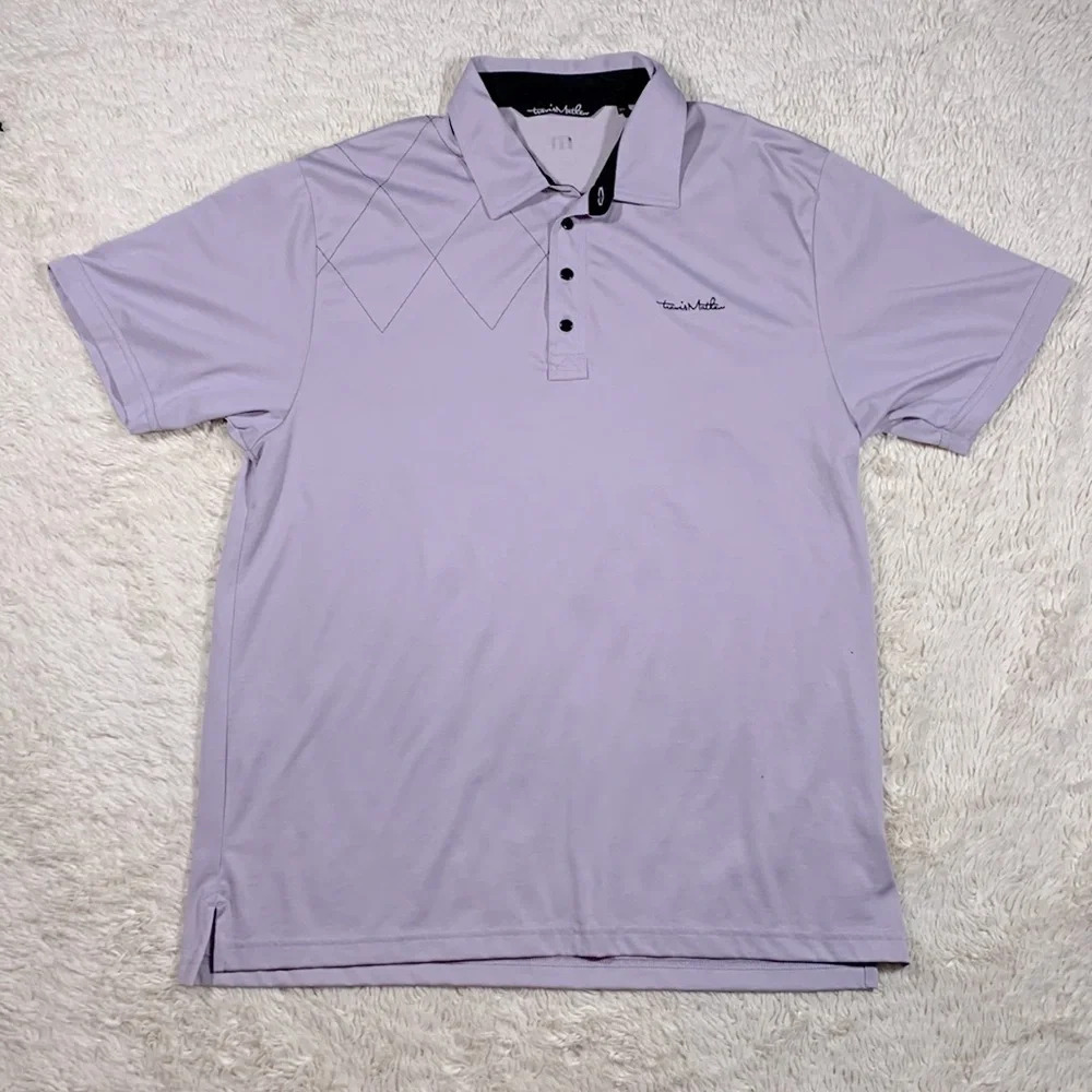 Travis Mathew  polo tech golf lavender purple size XL diamond argyle cotton poly